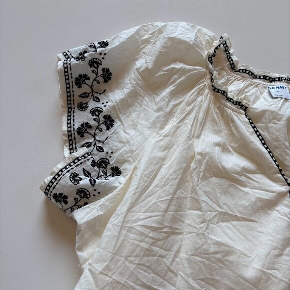 NWT Old Navy embroidered Mini Swing Dress Open Neck Cotton Flutter Empire Waist - Picture 5 of 15